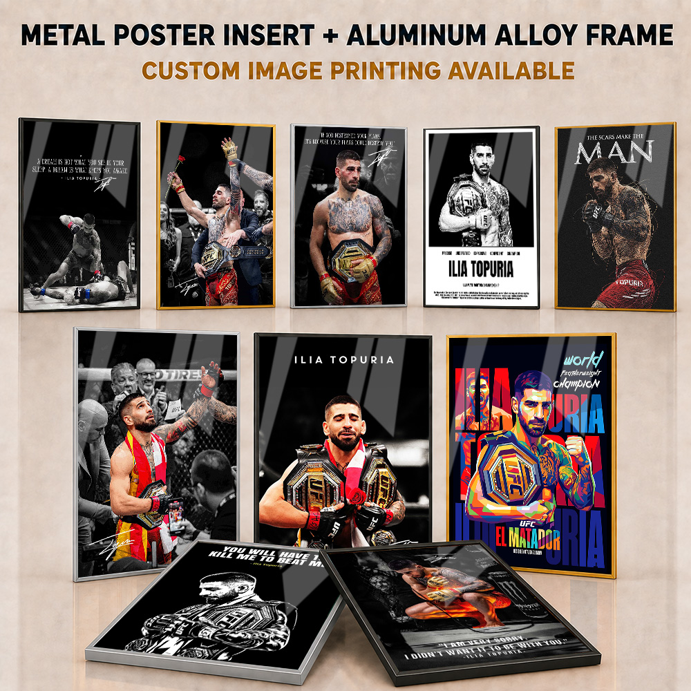 Home Gym Room - Ilia Topuria Çerçeveli Metal Poster Kişiselleştirilmiş